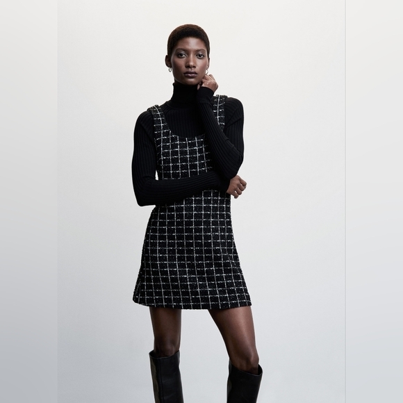 Mango Black and White Sheath Mini Dress for Work - Picture 2 of 12